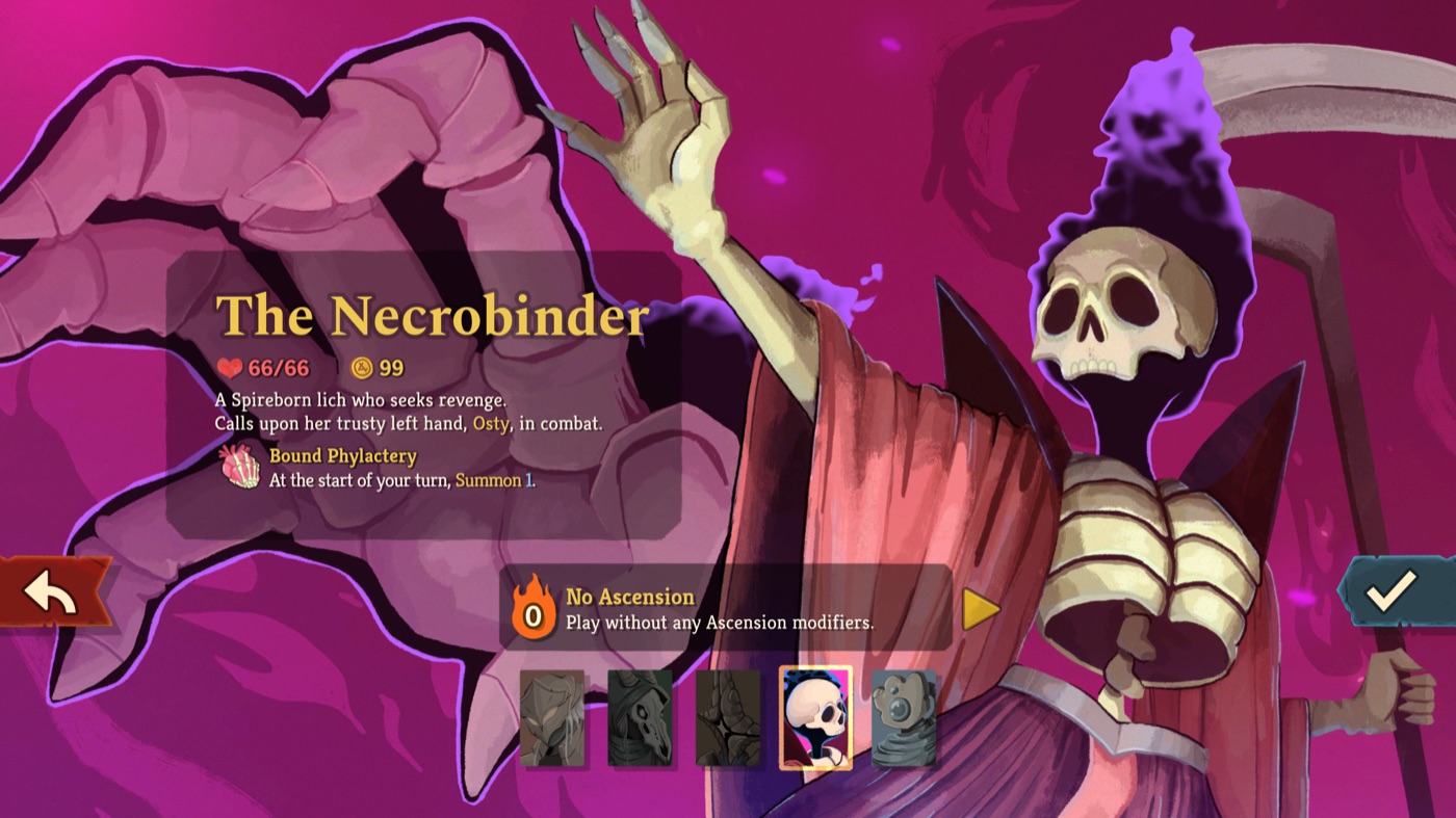 Necrobinder selected on the Slay the Spire 2 character screen